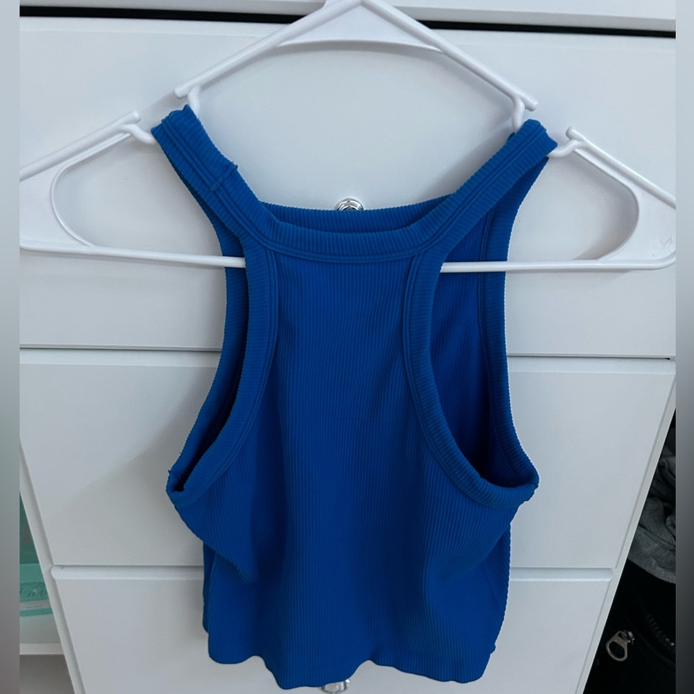 Blue non sleeve tank top